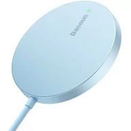 Ładowarki do telefonów - Baseus Ładowarka indukcyjna, magnetyczna Mini3 Qi, MagSafe Wireless Charger 15W, niebieska - miniaturka - grafika 1