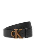 Paski - Calvin Klein Pasek Męski Monogram Buckle Fixed Belt 35Mm LV04G7025G Czarny - miniaturka - grafika 1