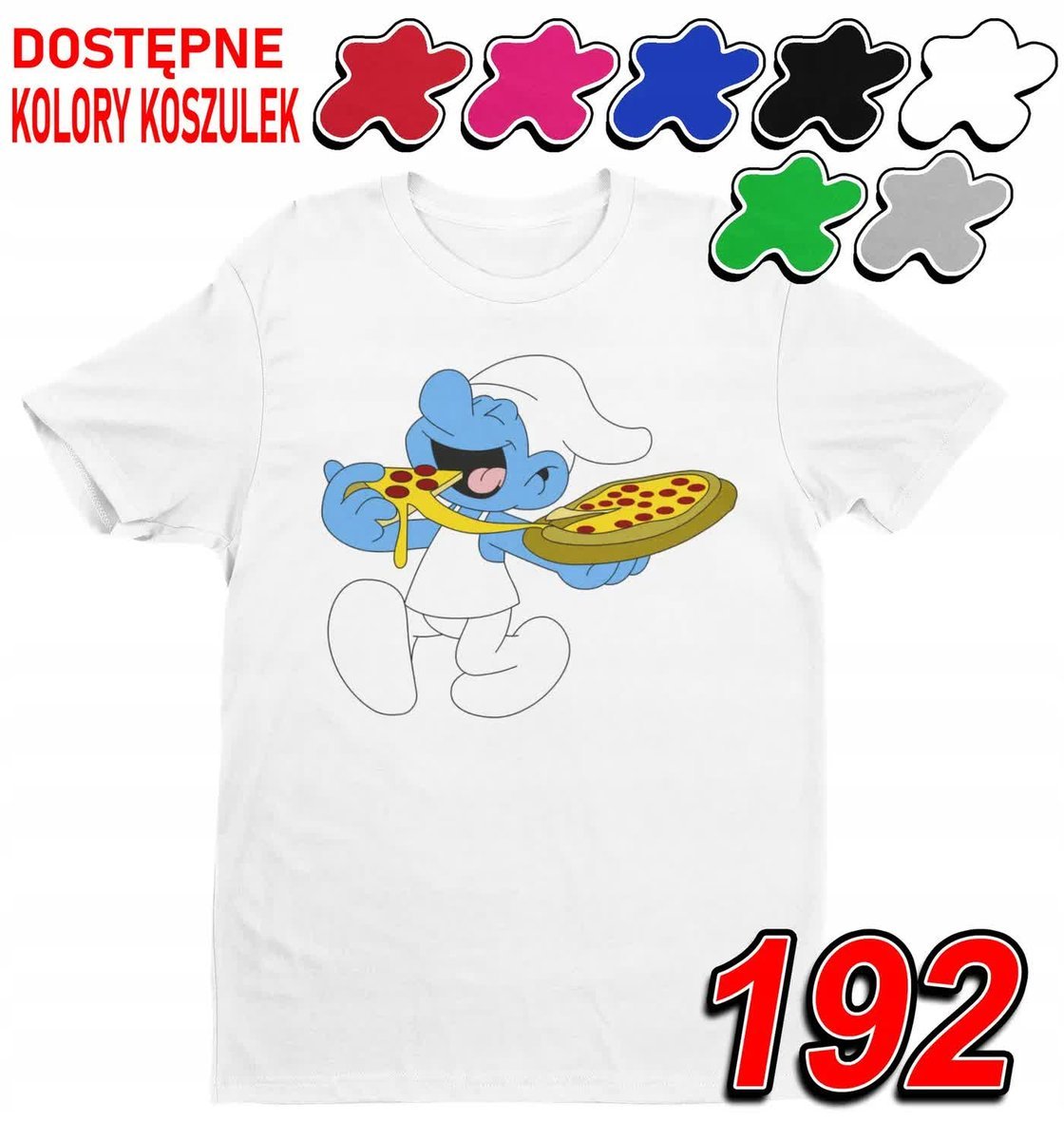 Dziecięca Koszulka T-Shirt Z Nadrukiem Pizza Kucharz Smerf -M 134-140