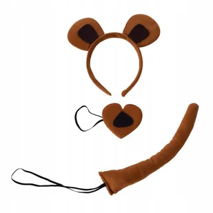 Zestaw Do Stroju Miś Niedźwiedź Opaska Z Uszami Ogon Muszka - Dodatki do strojów karnawałowych - miniaturka - grafika 1