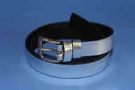 Paski - Pasek Skórzany Arucce (PL) Damski Skóra Licowa 25 mm Złota Klamra SREBRNY POŁYSK - miniaturka - grafika 1