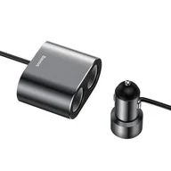 Ładowarki samochodowe - Baseus ładowarka samochodowa 2x USB 3.1A (17W) + 2x gniazdo zapalniczki (80W) czarny (CRDYQ-01) - miniaturka - grafika 1