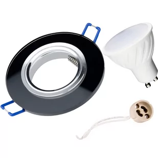 Zestaw Oprawa Okrągła Szklana Czarna + Gu10 6W Ciepła + Gniazdo Gu10 - Lampy pozostałe - miniaturka - grafika 1