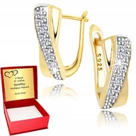 Kolczyki - ﻿Złote Kolczyki 925 Angielskie dla Kobiety Grawer - miniaturka - grafika 1