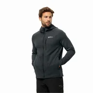 Bluzy męskie - Męska bluza polarowa Jack Wolfskin KOLBENBERG HOODED FZ M phantom - S - miniaturka - grafika 1