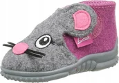 Buty dla dziewczynek - Beck Kapcie Dziecięce Na Rzep Szare Myszka 27 Jrj - miniaturka - grafika 1