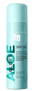 AA Aloes Nawilżająco-rozświetlająca mgiełka do twarzy, SPF50 - Toniki i hydrolaty do twarzy - miniaturka - grafika 1