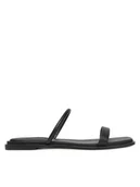 Klapki i japonki damskie - Calvin Klein Klapki Flat Sandal Squared 2-Bar Lth HW0HW02532 Czarny - miniaturka - grafika 1