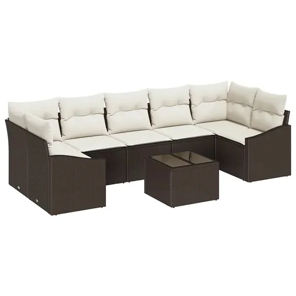 Zestaw Sofa Ogrodowa z Polirattanu, Brązowy, 8 Elementów