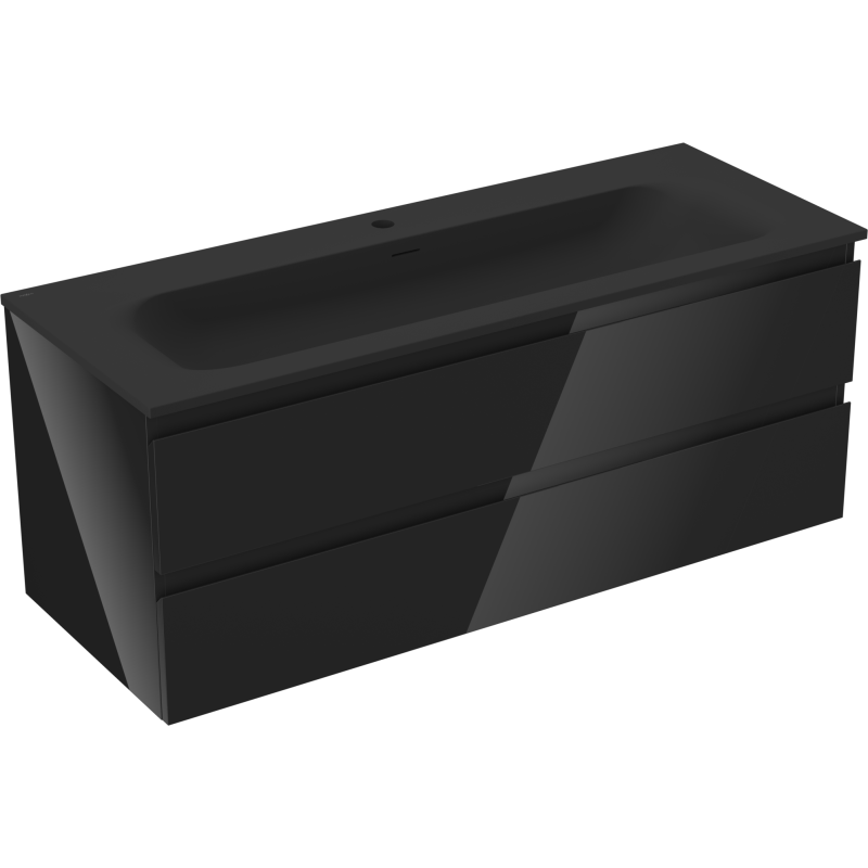 Mexen Orio szafka łazienkowa 120 cm z umywalką Vela, 2 szuflady, czarna połysk/czarna mat - 91A10-12047-2-BFF70-W23M71