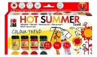 Zabawki kreatywne - Zestaw do malowania na jasnych tkaninach Marabu TEXTIL „HOT SUMMER” - 4 farby, pędzelek i konturówka - miniaturka - grafika 1