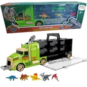 Samochody i pojazdy dla dzieci - Laweta TIR ciężarówka z wyrzutnią samochodów Dinozaur zjeżdżalnia + AUTA - miniaturka - grafika 1