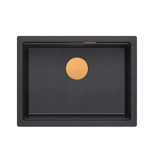 QUADRON JOSH 110 GraniteQ zlewozmywak black diamond 59,5x45,1x21,5 cm 1-komorowy wpuszczany z syfonem manualnym miedziany - Zlewozmywaki - miniaturka - grafika 1