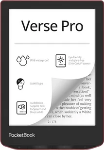 PocketBook Czytnik e-booków 'Verse Pro' (wersja niemiecka) 16 GB pamięci, IPX8, Bluetooth, wyświetlacz E-Ink Carta o przekątnej 15,2 cm (6 cali) - Passion Red - Czytniki ebooków - miniaturka - grafika 1