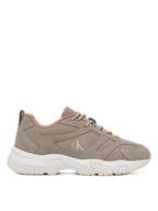 Sneakersy damskie - Calvin Klein Jeans Sneakersy Retro Tennis Low Mg Mix Media Wn YW0YW01639 Beżowy - miniaturka - grafika 1