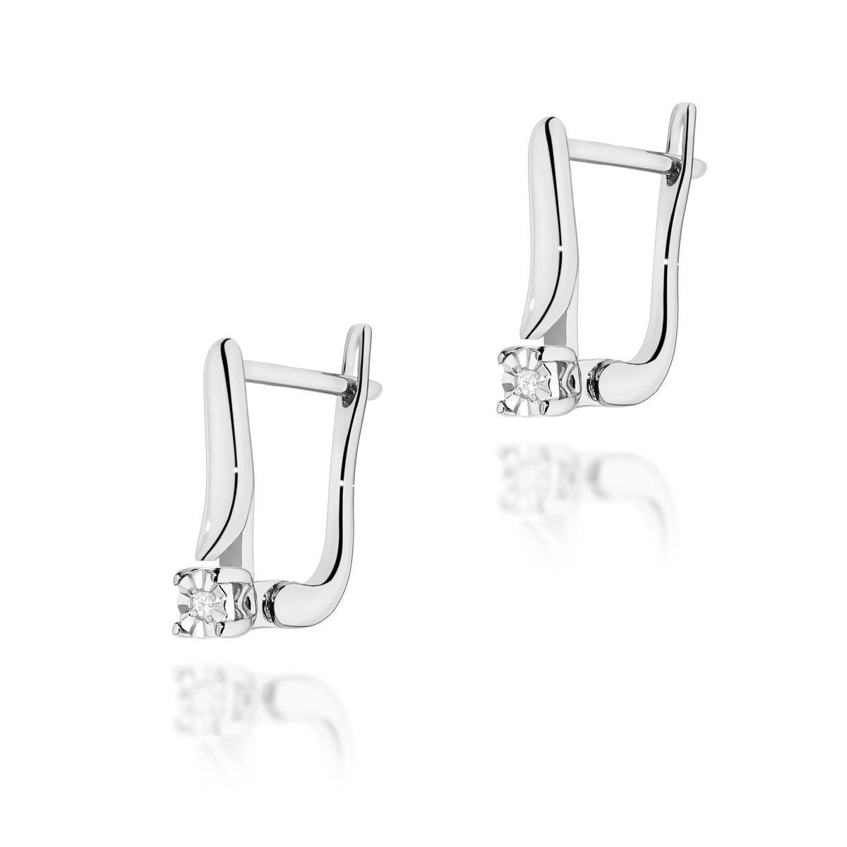 Złote kolczyki Diament 2 x 0,0086ct białe złoto pr. 585