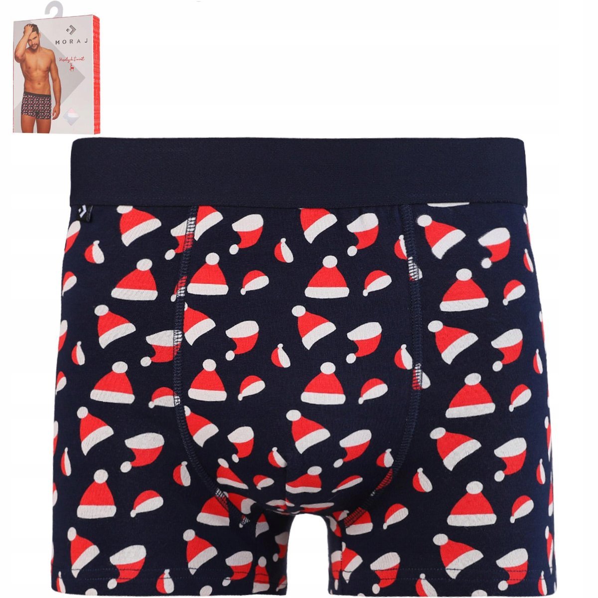 BOKSERKI ŚWIĄTECZNE MĘSKIE MAJTKI PREZENT NA ŚWIĘTA Z MIKOŁAJEM MORAJ L