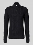 Swetry męskie - Sweter z dzianiny z zamkiem błyskawicznym model ‘BASIM’ - miniaturka - grafika 1