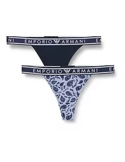 Majtki damskie - Emporio Armani bawełniane nadrukowane dla kobiet stringi Panties, Granatowy/Paisley Pr., S - grafika 1