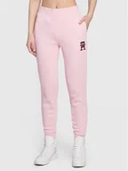 Spodnie sportowe damskie - Tommy Hilfiger Spodnie dresowe Monogram Emb WW0WW37435 Różowy Regular Fit - miniaturka - grafika 1
