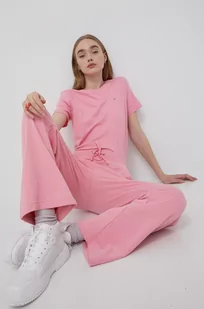 Tommy Jeans spodnie damskie kolor różowy gładkie - Spodnie damskie - miniaturka - grafika 1