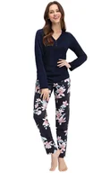 Piżamy damskie - Luna bawełniana piżama damska granatowa w kwiaty 661, Kolor granatowy-wzór, Rozmiar M, Luna - Intymna - miniaturka - grafika 1