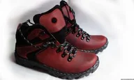 Buty trekkingowe damskie - SKÓRZANE TREKINGI CZERWONY WYGODNE 40 - miniaturka - grafika 1