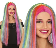 Dodatki do strojów karnawałowych - Peruka długie tęczowe włosy - miniaturka - grafika 1