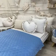 Koce i narzuty dla dzieci - AKSAMITNA PIKOWANA NARZUTA 70x140cm VELVET JEANSOWY NIEBIESKI - miniaturka - grafika 1