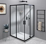 Kabiny prysznicowe - GELCO Kabina prysznicowa prostokątna narożna SIGMA SIMPLY BLACK drzwi przesuwne 90x100x190 czarny mat szkło transparentne z powłoką Coated Glass GS2110BGS2190B - miniaturka - grafika 1
