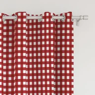 Zasłony - Zasłona WINTER  wzór BN01 | czerwona kratka i renifery 150 x 230 cm tkanina standard - miniaturka - grafika 1