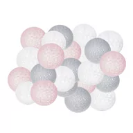 Oświetlenie świąteczne - Lampki dekoracyjne cotton balls 30 LED 30 kul różowe szare CL0061 - miniaturka - grafika 1