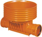 Akcesoria hydrauliczne - Kineta PP 425x200, typ1 przelotowa, dla rury wznoszącej korugowanej DN/ID 425mm oraz rury wlotowej gładkiej 200mm, z uszczelką, kolor pomarańczowy - miniaturka - grafika 1