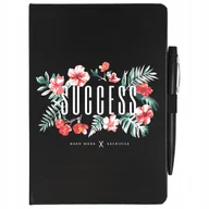 Zeszyty szkolne - NOTES CZARNY A5 W LINIE DŁUGOPIS KWIECISTE Wzory - miniaturka - grafika 1