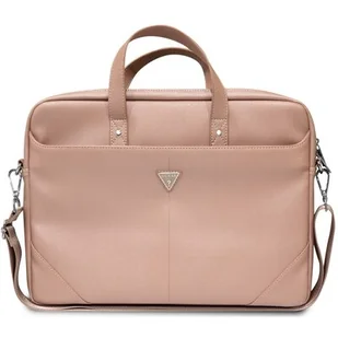 Torba na laptopa GUESS Saffiano Triangle Logo 16 cali Różowy - Torby na laptopy - miniaturka - grafika 1