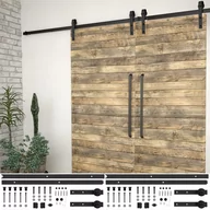 Akcesoria do drzwi - VidaXL Lumarko System do montażu drzwi przesuwnych, 2szt., 183cm, stal, czarny 3059844 VidaXL - miniaturka - grafika 1