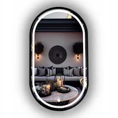 Lustra - LUSTRO LED ŁAZIENKOWE OWALNE CZARNE W RAMIE 85X50 CM + WŁĄCZNIK - miniaturka - grafika 1