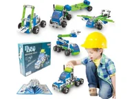 Klocki - Klocki Konstrukcyjne, Pojazdy Budowlane, Auto, Samochód, Samolot Do Rozkręcania I Skręcania 18w1 - miniaturka - grafika 1