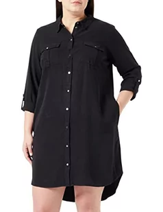 VERO MODA Vmsila Ls Short Dress Mix Ga Curve Noos sukienka damska, czarny, 50 - Sukienki - miniaturka - grafika 1
