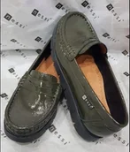 Mokasyny damskie - Nessi 76506 zielone khaki mokasyny półbuty damskie skóra lakierowana r.37 - miniaturka - grafika 1