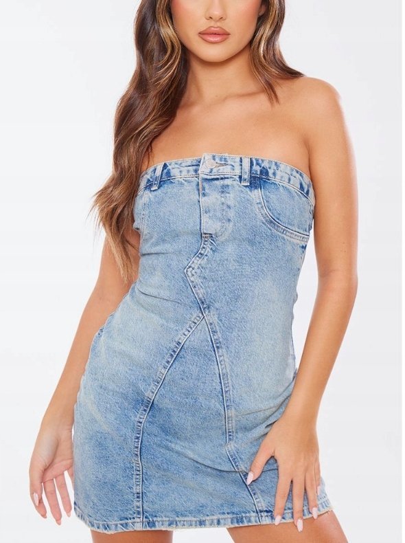 PRETTYLITTLETHING SUKIENKA JEANSOWA MINI 38 M6Q