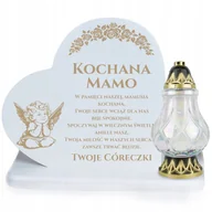 Lampiony i znicze - Biała Statuetka Na Grób Drewniana Podstawka Na Znicz Na Dzień Mamy Matki Y4 - miniaturka - grafika 1