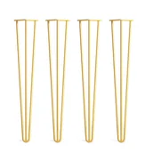 Zawiasy, okucia i inne akcesoria - 4 szt. 20 cm (złote) nogi do stołu i krzesła z 20 śrubami i 4 ochraniaczami na stopy - miniaturka - grafika 1