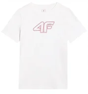 Koszulki dla dziewczynek - Koszulka dziewczęca 4F 4FJWAW25TTSHF2388 biała-164 - miniaturka - grafika 1