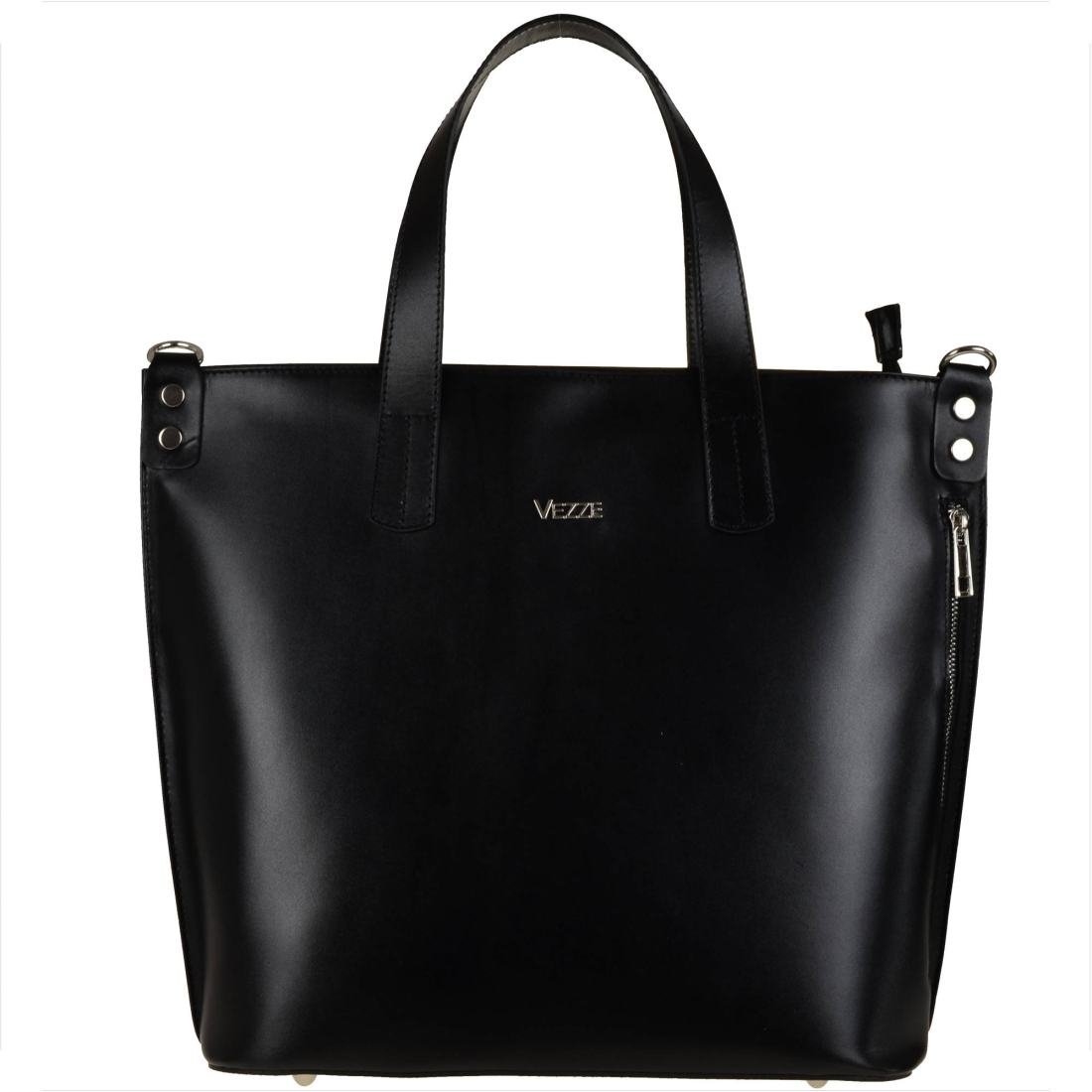 Vezze torba skórzana shopper bag czarna XL