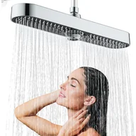 Deszczownice - Duża głowica prysznicowa, deszczownica zewnętrzna o średnicy 48 cm, 3 tryby, duża głowica prysznicowa o wysokim ciśnieniu, srebrna - miniaturka - grafika 1