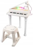 Instrumenty muzyczne dla dzieci - Aig, pianino dla dzieci nauka gry + mikrofon Led, biały - miniaturka - grafika 1