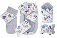 Kokony niemowlęce - Kokon Niemowlęcy Gniazdo Kojec 7 Elementów dla Dzieci Misie Niebieskie - miniaturka - grafika 1