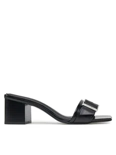 Calvin Klein Klapki Heel Mule 50 W/Buckle - Lth HW0HW02478 Czarny - Klapki i japonki damskie - miniaturka - grafika 1