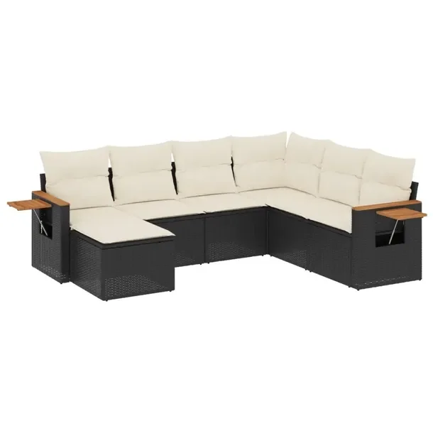 Modułowy zestaw wypoczynkowy rattanowy czarny z poduszkami 62 x 62 x 69 cm